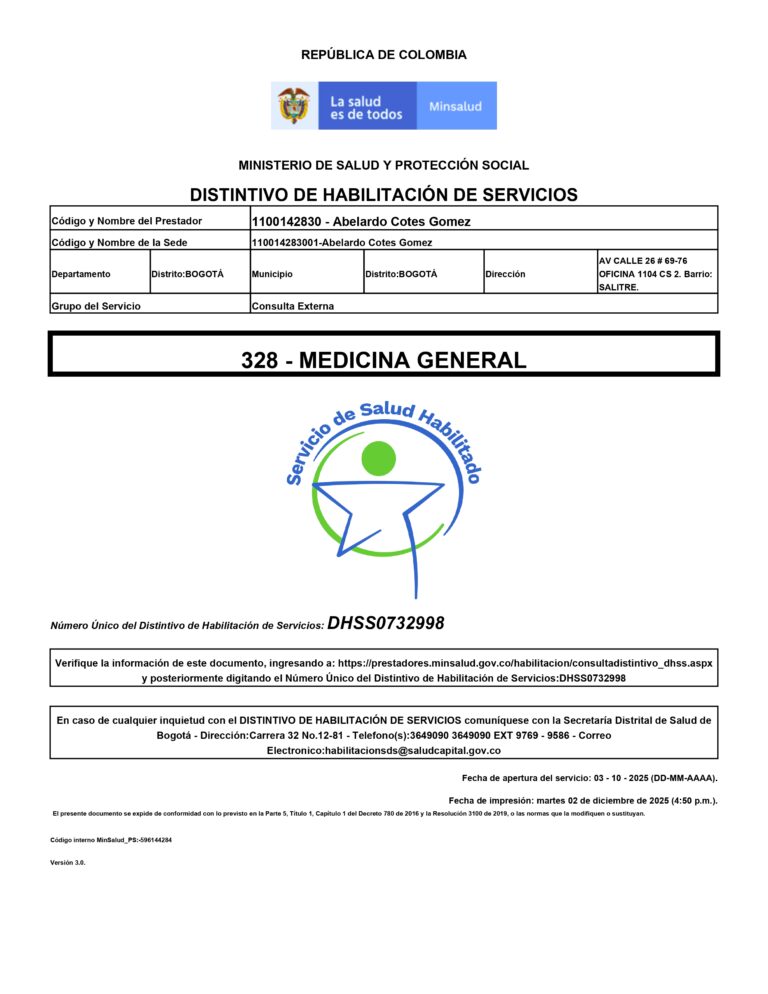 Distintivo de habilitacion del consultorio medico acg